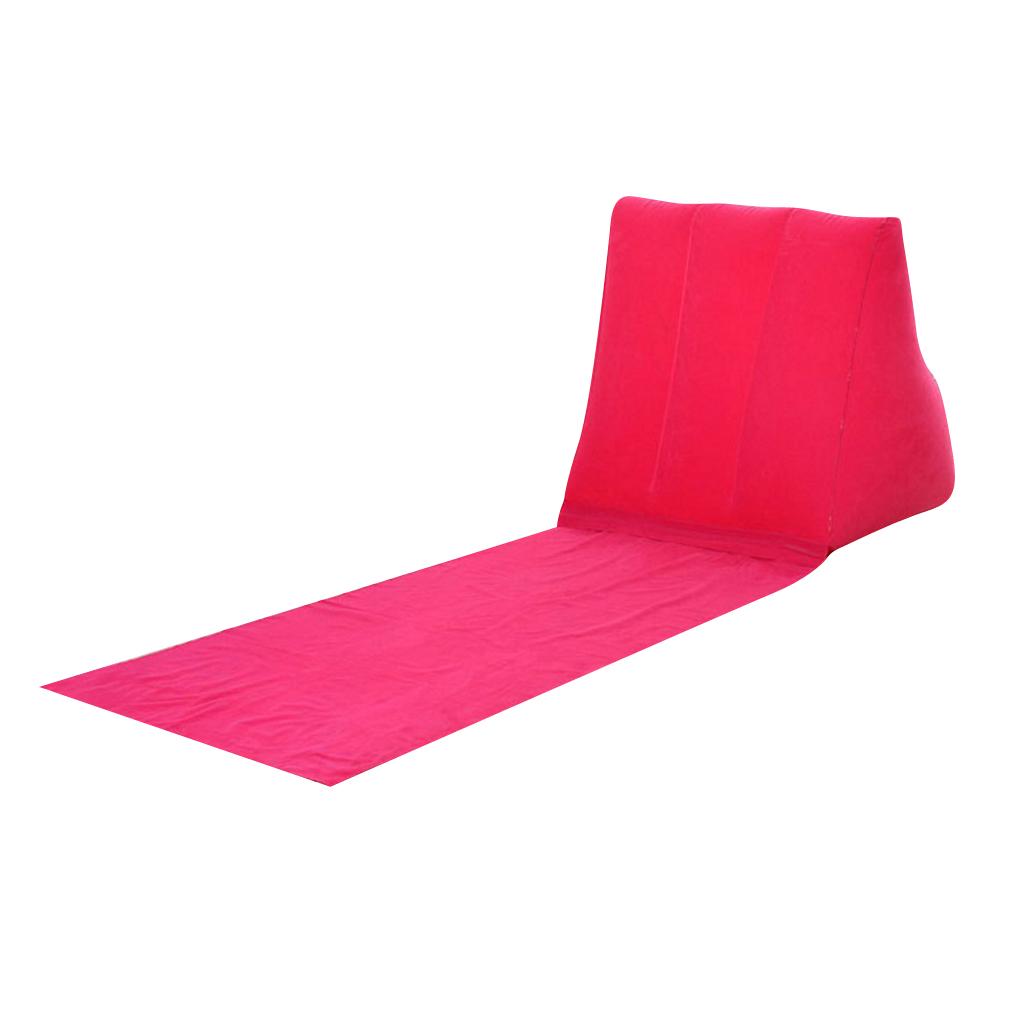 Inflating Beach Camping Lounger Back Pillow Cushion Chair Air Bed Rosered