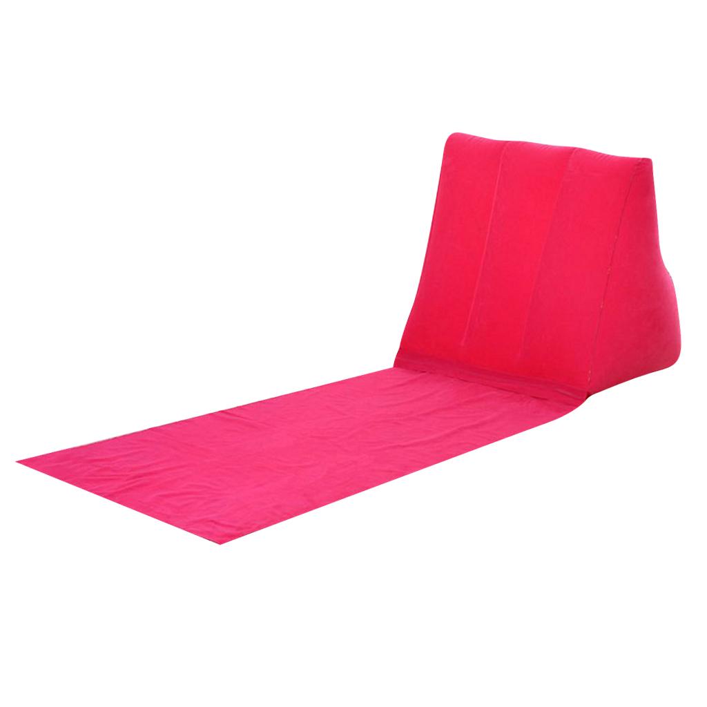 Inflating Beach Camping Lounger Back Pillow Cushion Chair Air Bed Rosered