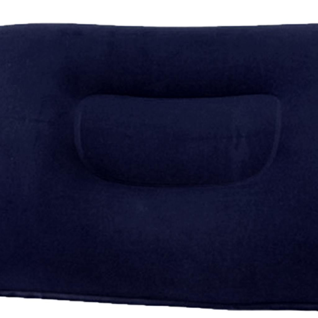 2xInflatable Pillow Travel Air Cushion Camping Car Beach Head Rest Support 43x27cm Dark Blue