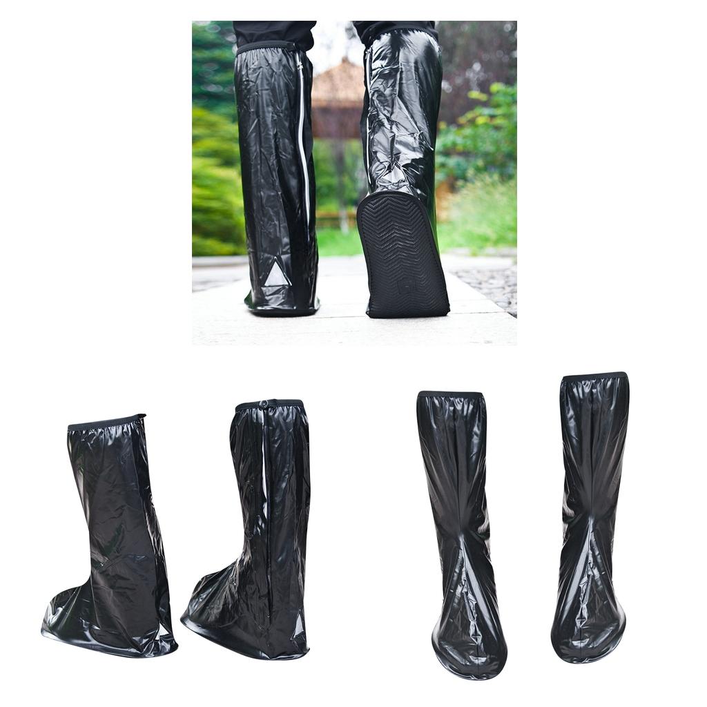 Black Waterproof PVC Rain Boots Shoes Cover with Reflective Strip M 38-39