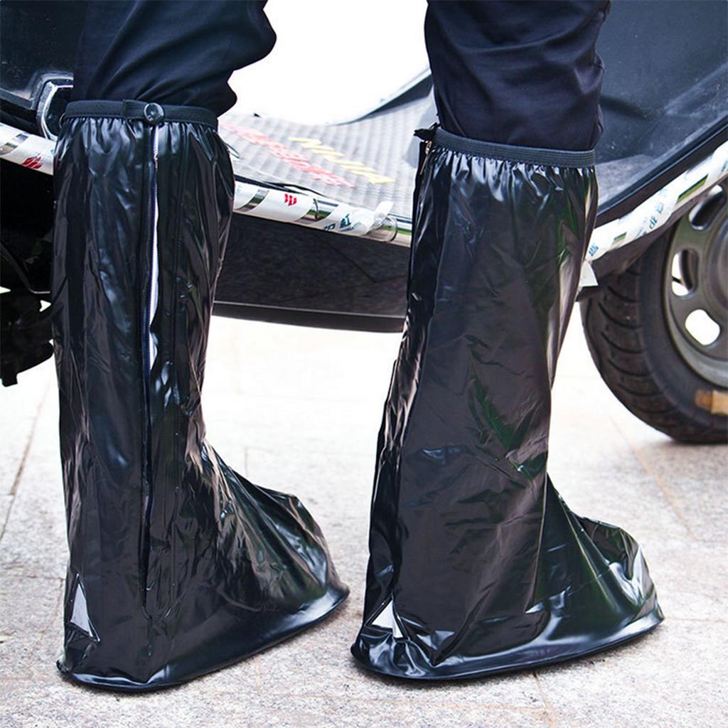 Black Waterproof PVC Rain Boots Shoes Cover with Reflective Strip M 38-39