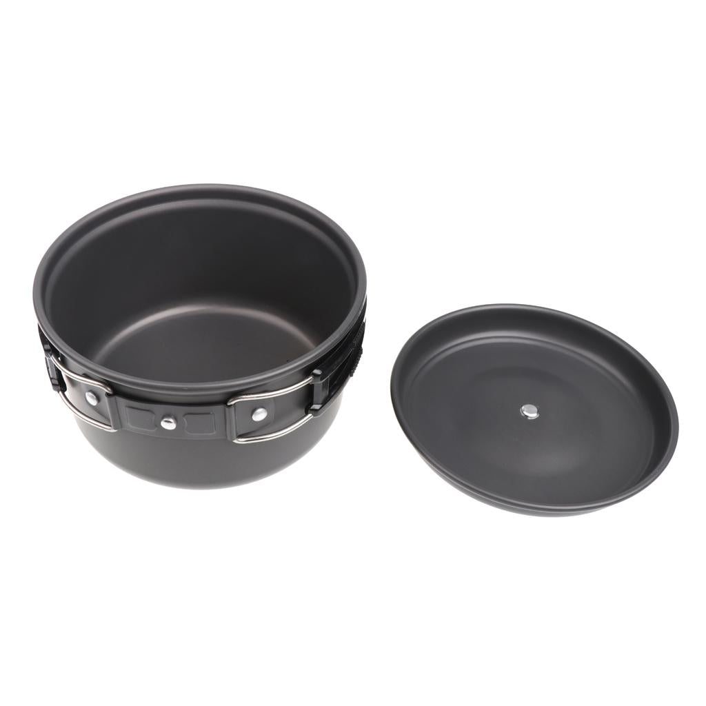 Camping Portable Pot Outdoor Non-stick Aluminum Stockpot w/ Folding Handle S