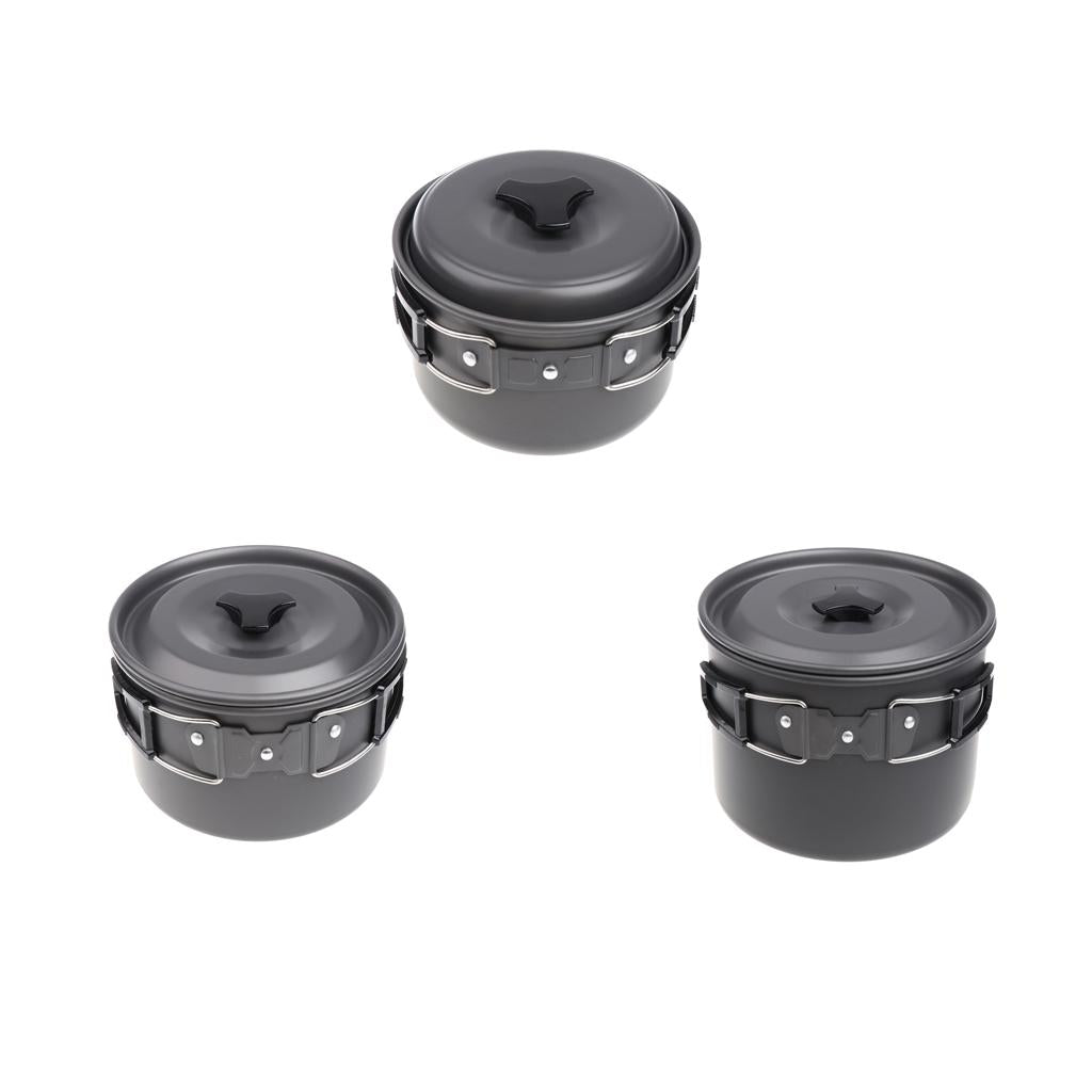 Camping Portable Pot Outdoor Non-stick Aluminum Stockpot w/ Folding Handle S