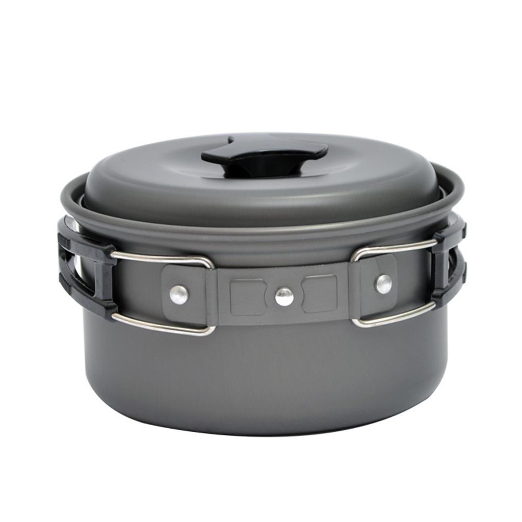 Camping Portable Pot Outdoor Non-stick Aluminum Stockpot w/ Folding Handle S