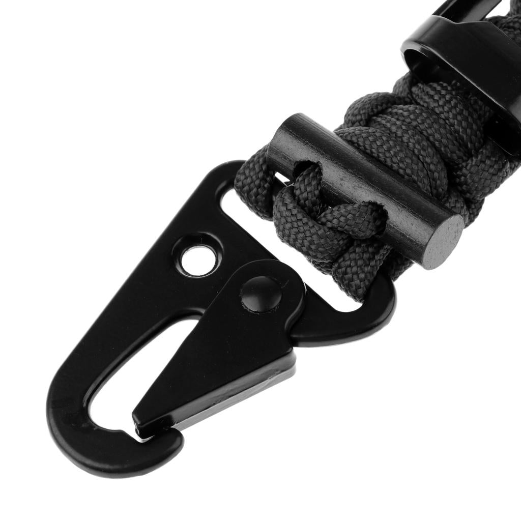 Outdoor Parachute Cord Lanyard w/ Compass Keychain Bottle Opener Black