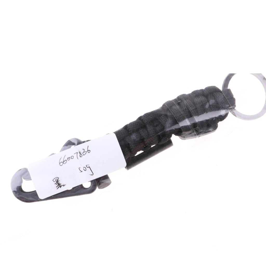 Outdoor Parachute Cord Lanyard w/ Compass Keychain Bottle Opener Black