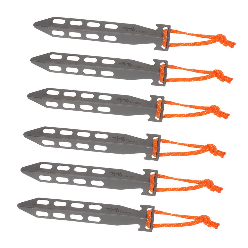 6pcs Titanium Tent Pegs Outdoor Camping Tent Stakes Nails Three Sides Design