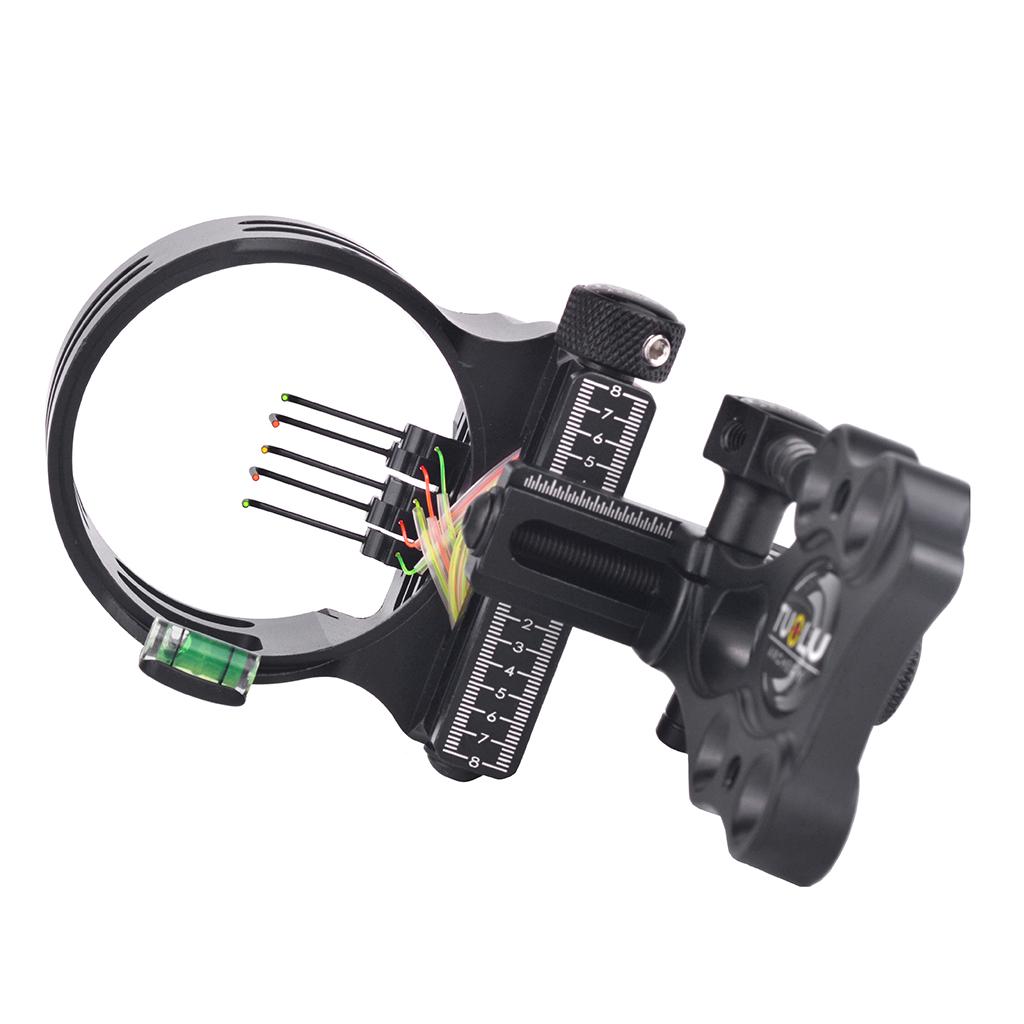 Micro Adjust 5 Pin .019 Compound Bow Archery Sight - Short Pole Black"