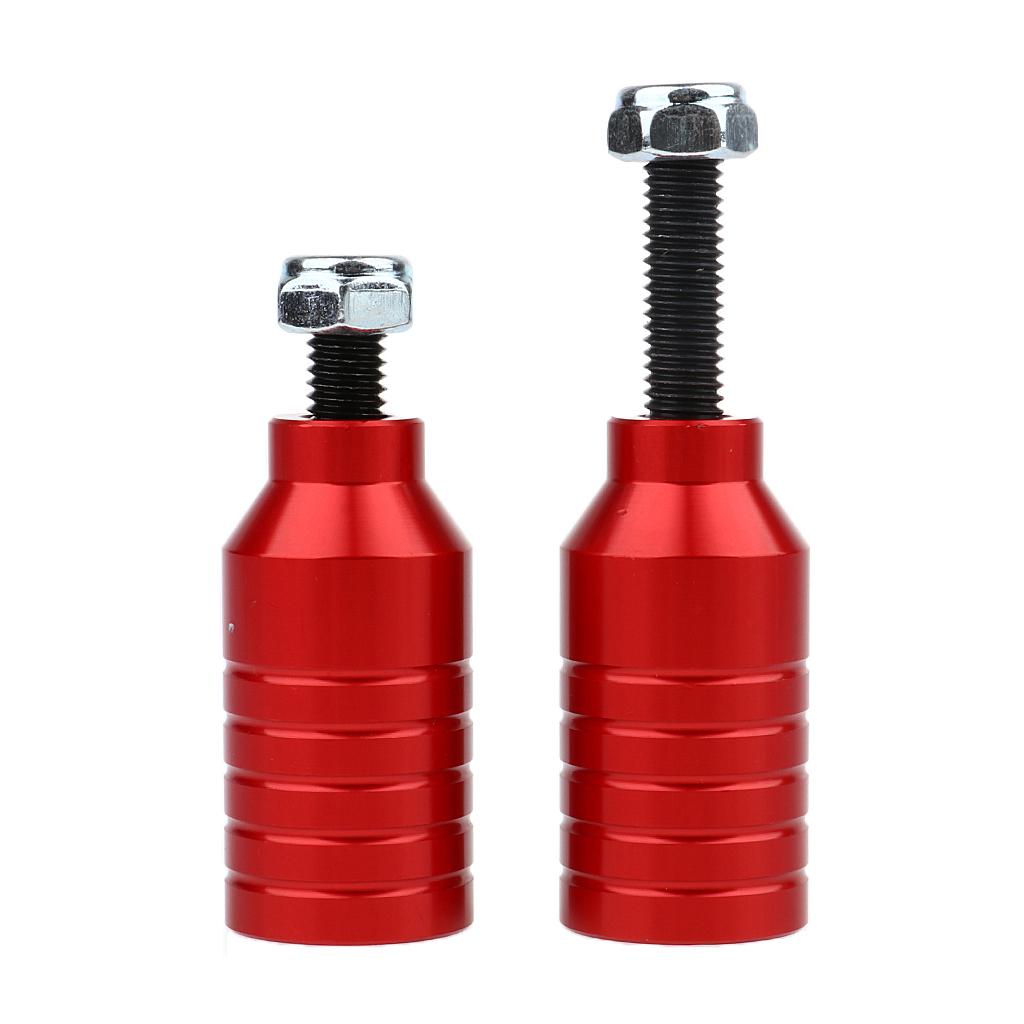 2pcs Scooter Stunt Pegs Set Alloy Scooter Pegs & Axles 55mm + 70mm Red
