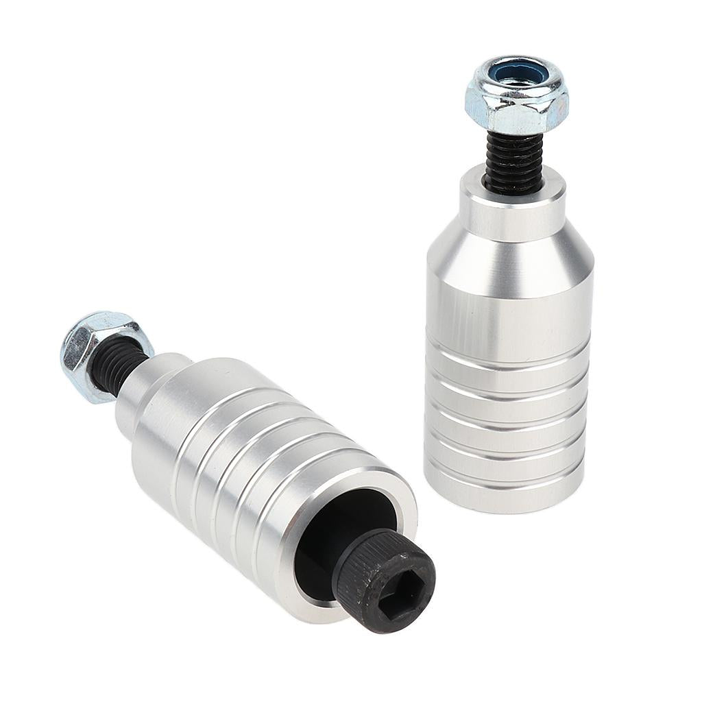 2pcs Scooter Stunt Pegs Set Alloy Scooter Pegs & Axles 55mm + 70mm Silver