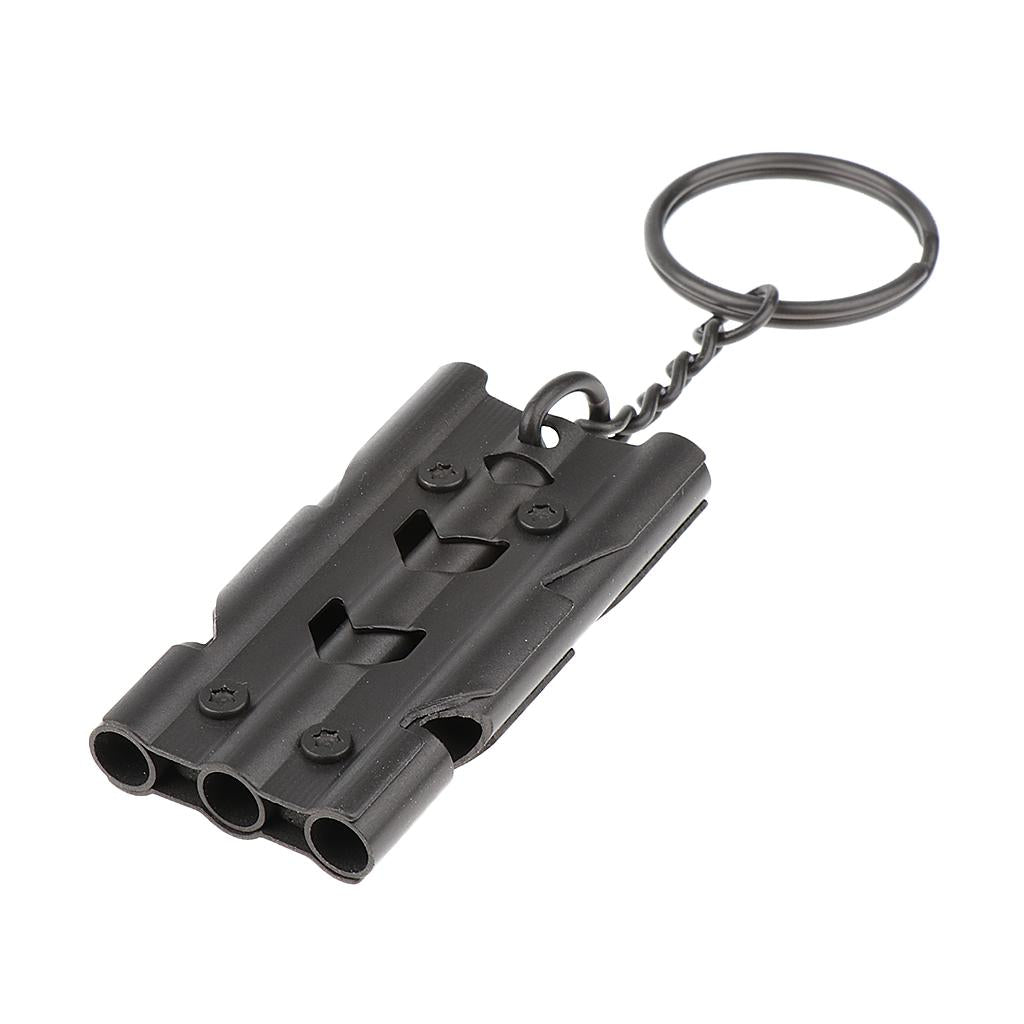 Outdoor High Decibel Survival Safety Emergency Triple Tube Whistle Black