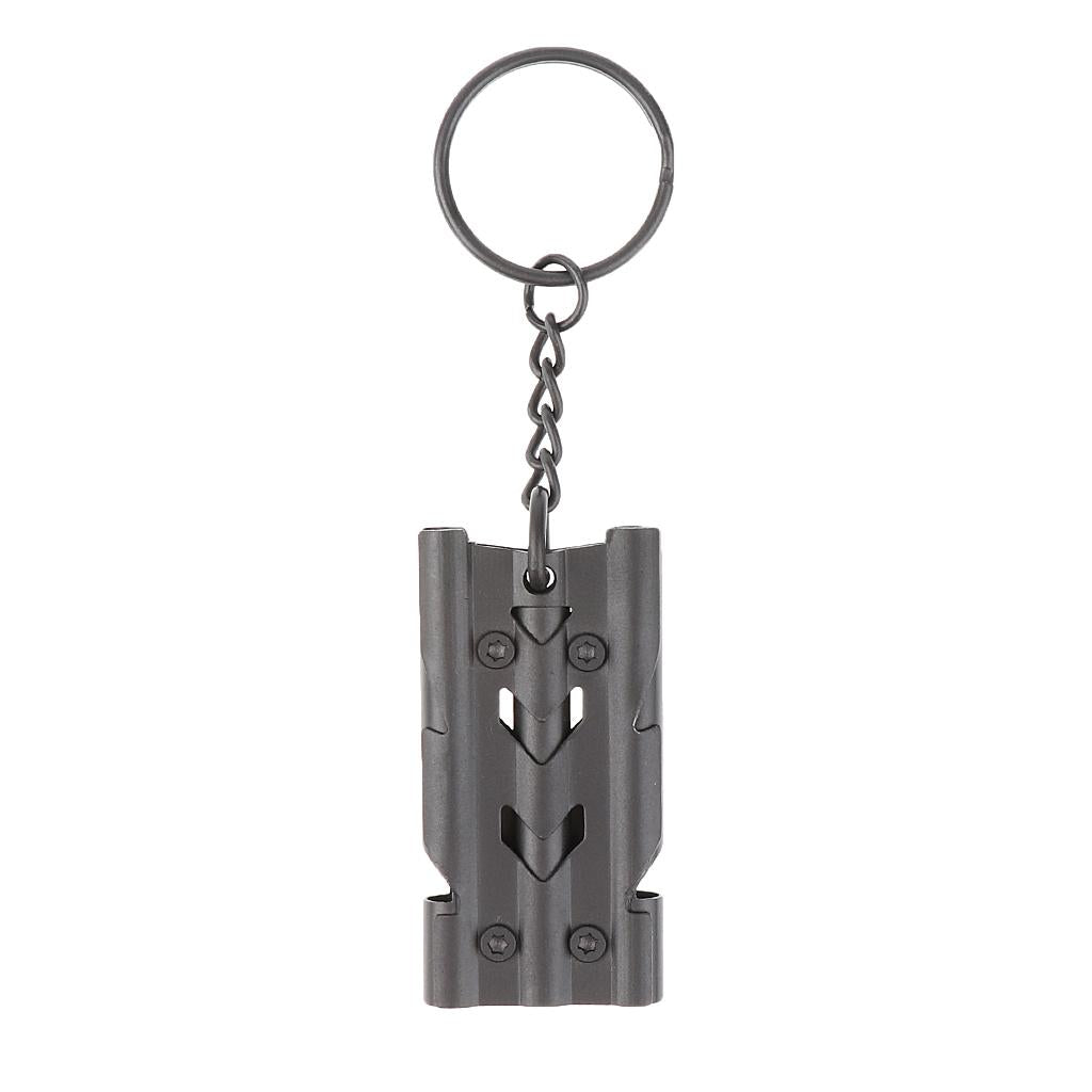 Outdoor High Decibel Survival Safety Emergency Triple Tube Whistle Black