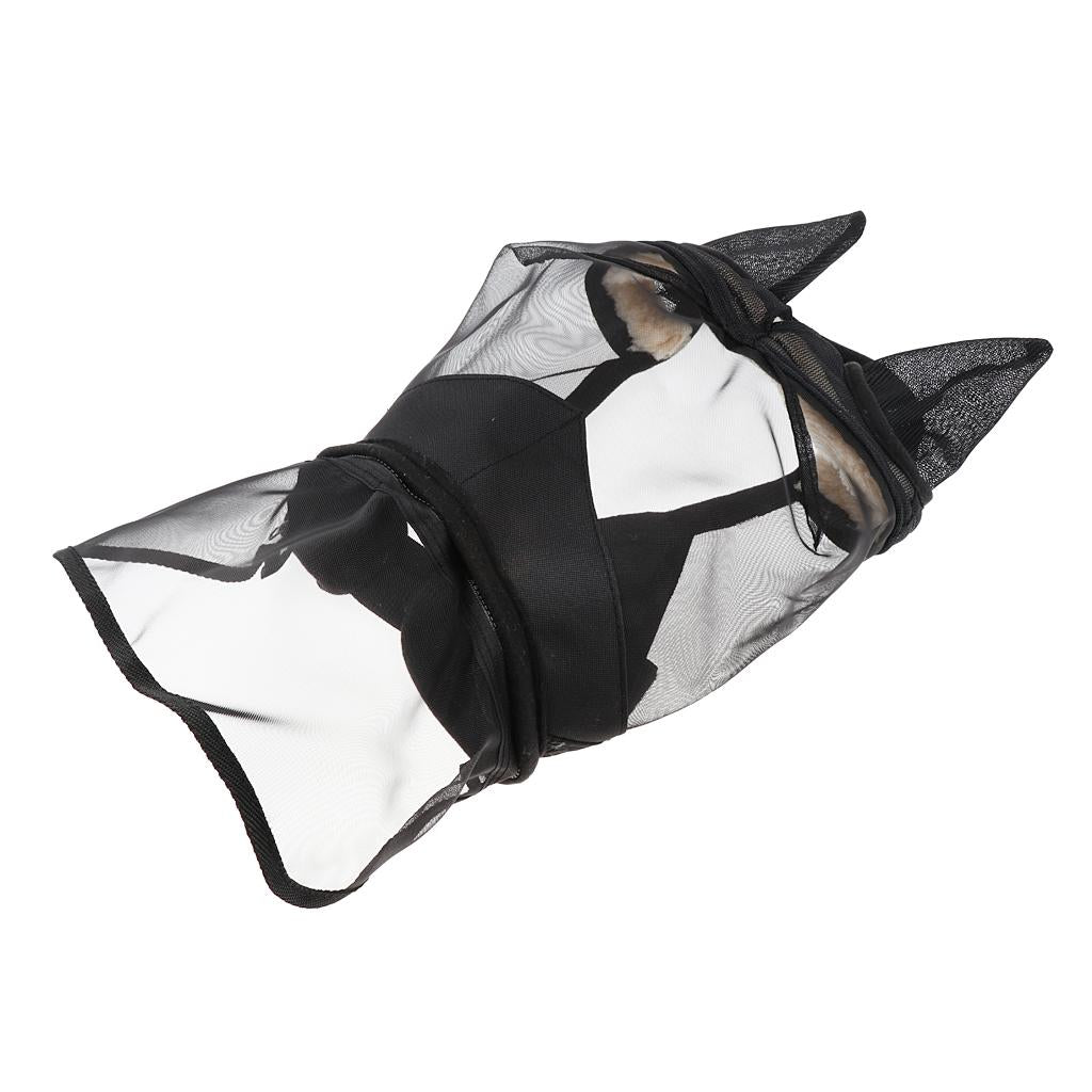 Horse Mesh Net Mask Bonnet Veils Face Cover w/ Ear Nose Anti Fly Eye Saver L