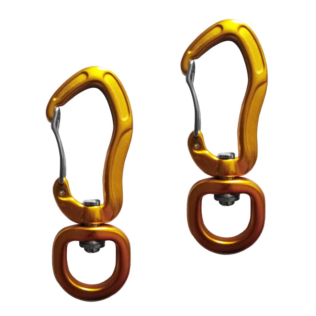 1 Pair Swivel Carabiner Hanging Connect Hook Camping 76mm gold round eye