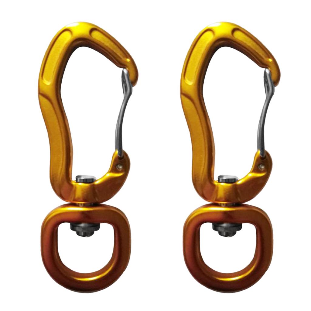 1 Pair Swivel Carabiner Hanging Connect Hook Camping 76mm gold round eye