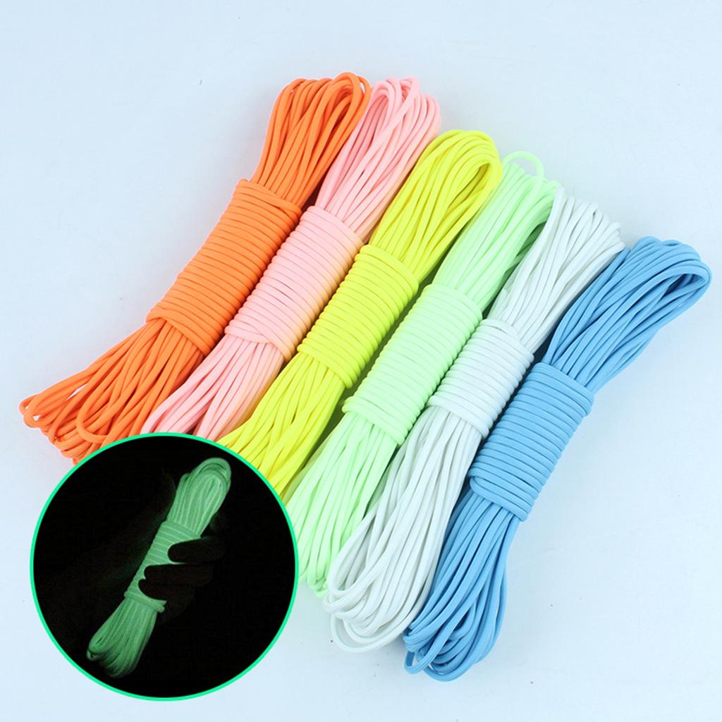 Glow in the Dark 550 Luminous Paracord Parachute Rope Cord Outdoor pink