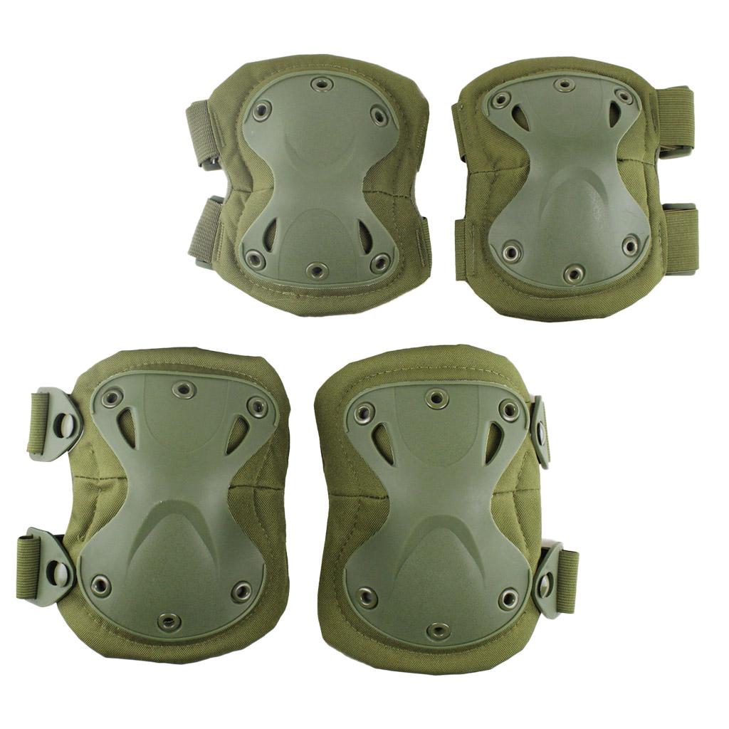 Adjustable Knee Pads Elbow Pads Outdoor Roller Skating Protective Kit Green