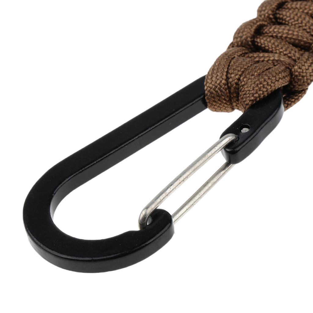 Outdoor Camping Hiking Molle 7 Strand Paracord Keychain Carabiner Brown