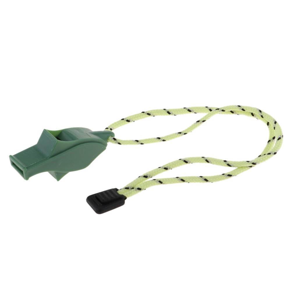 Outdoor High Decibel Camping Emergency Whistle with Lanyard Strap Green