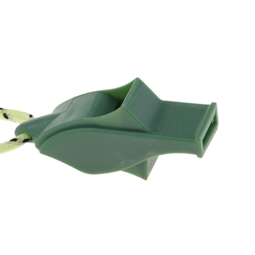 Outdoor High Decibel Camping Emergency Whistle with Lanyard Strap Green
