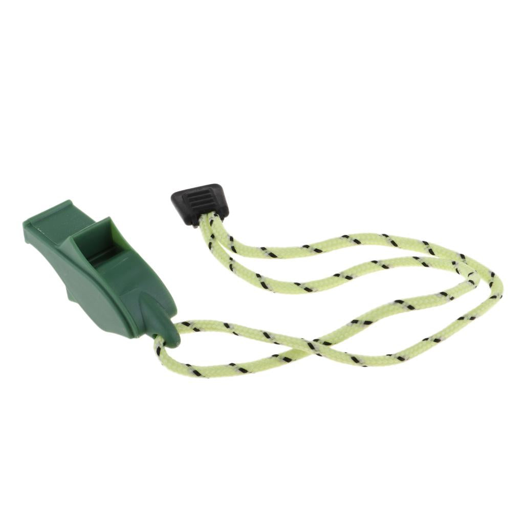 Outdoor High Decibel Camping Emergency Whistle with Lanyard Strap Green