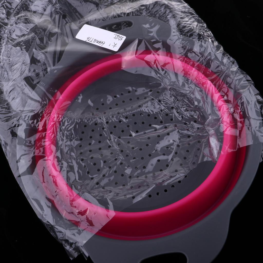 Camping Hiking Collapsible Colander Kitchen Folding Strainer Basket L Rose