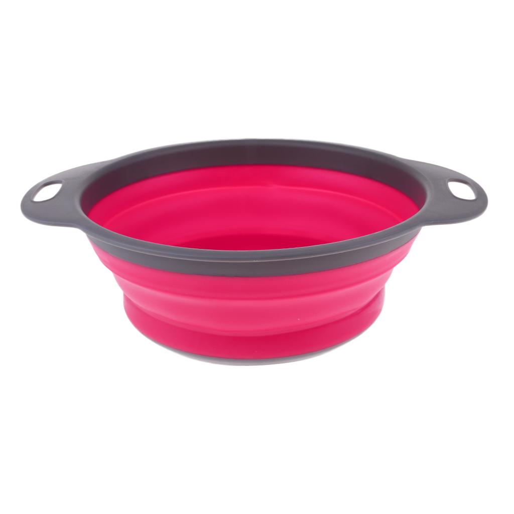 Camping Hiking Collapsible Colander Kitchen Folding Strainer Basket L Rose