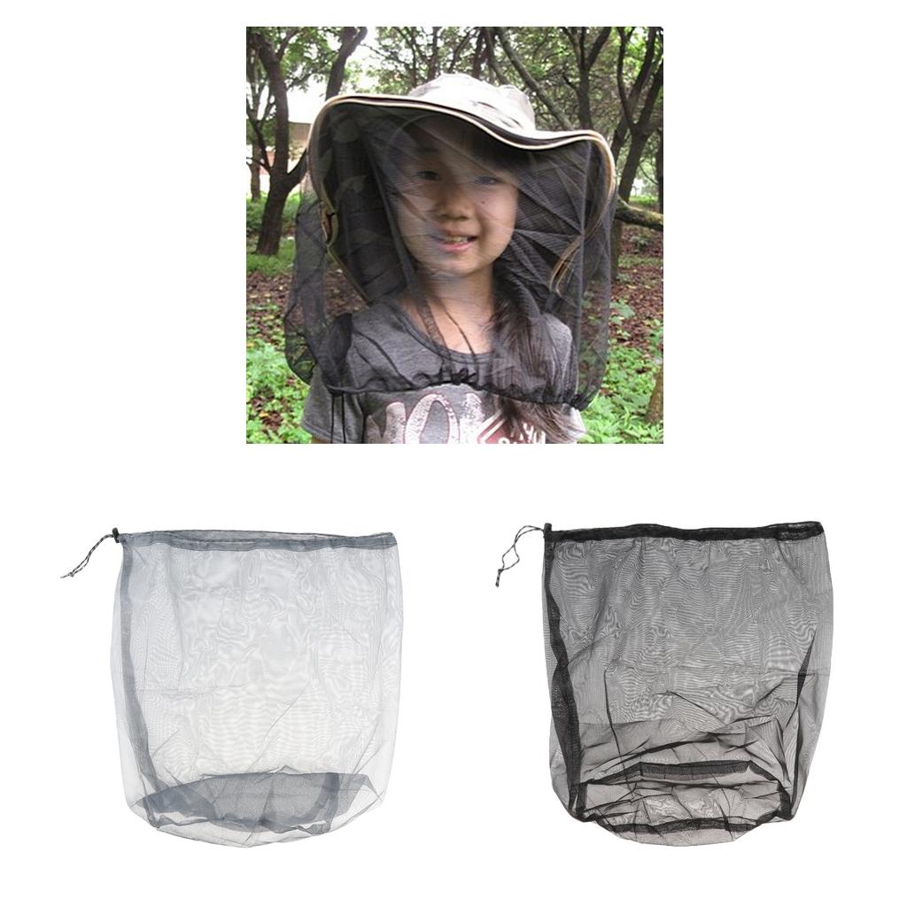 Head Net Mask Mosquito Mesh Cap Hat Face Protector for Camping Hiking Black