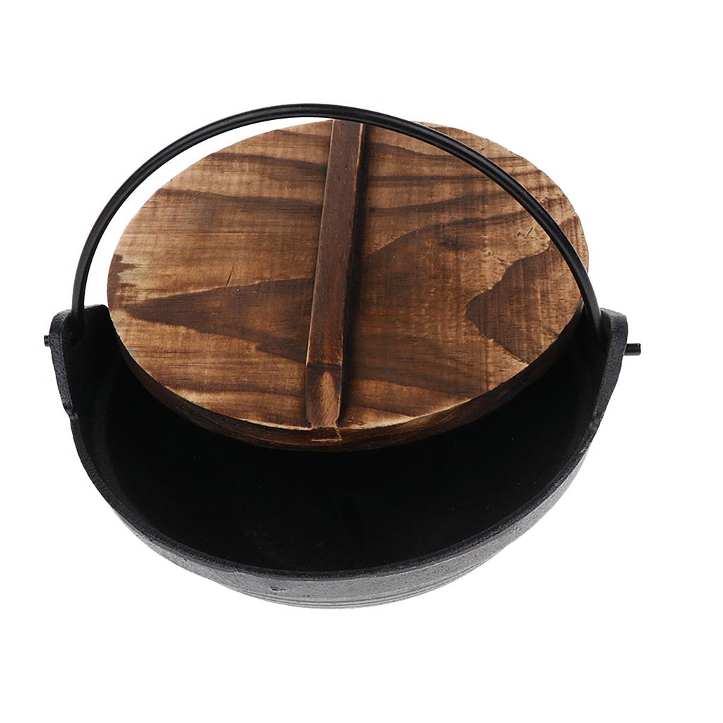 Portable Shallow Mouth Camping Hanging Pot Outdoor Cooking Cookware 20cm