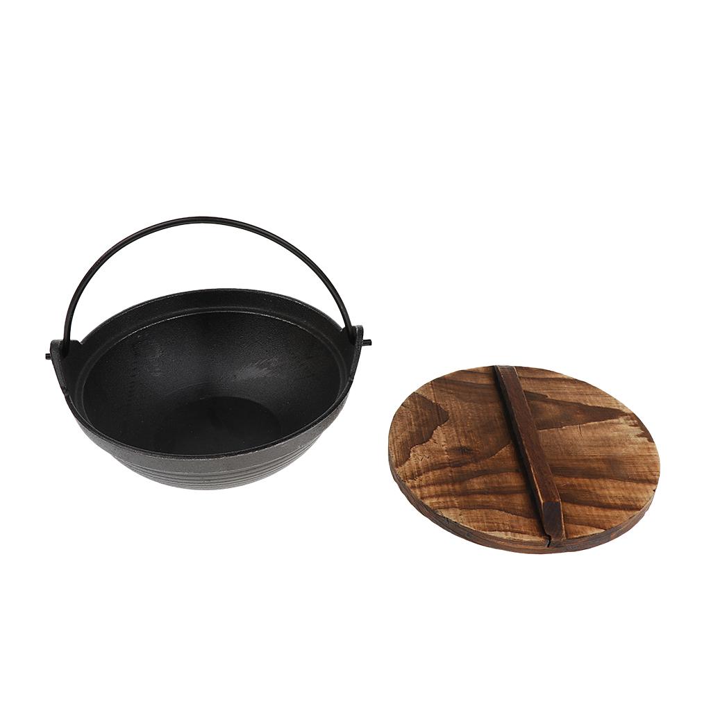 Portable Shallow Mouth Camping Hanging Pot Outdoor Cooking Cookware 20cm
