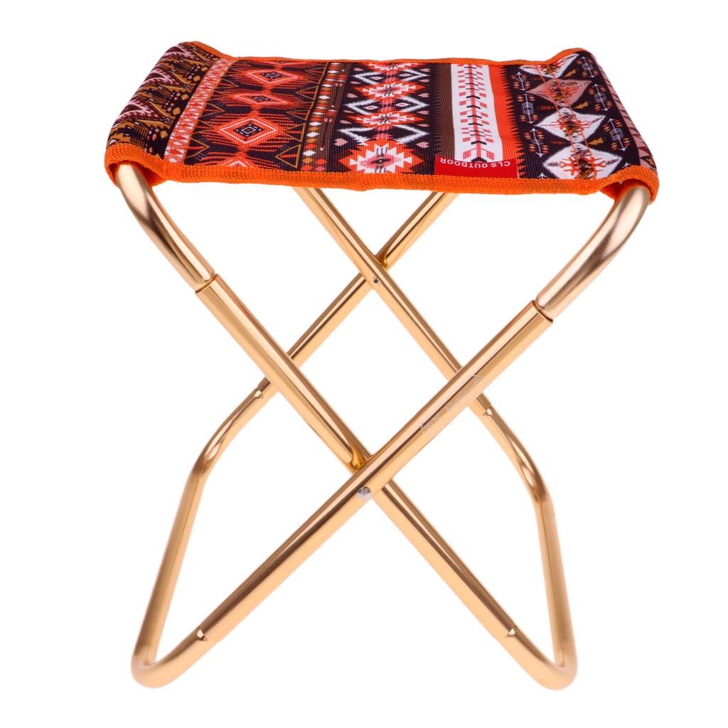 Ultralight Outdoor Folding Stool Fishing Camping Chair 27x25x23cm Orange