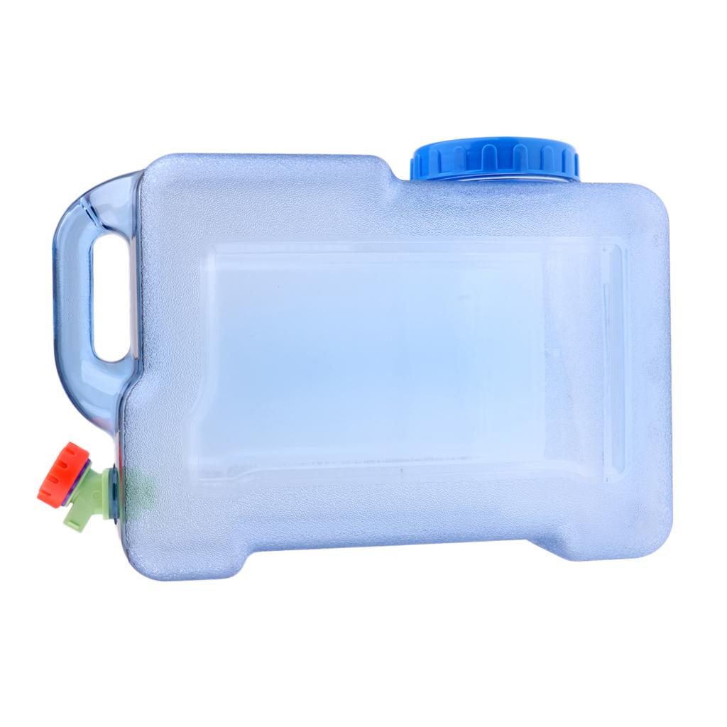 12L Outdoor Camping Car Water Carrier Canister Storage Container Clear Blue