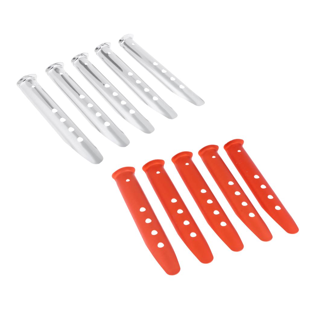 5 Pieces Aluminium Alloy Camping Hiking Tent Pegs Stakes Nails 230mm silver