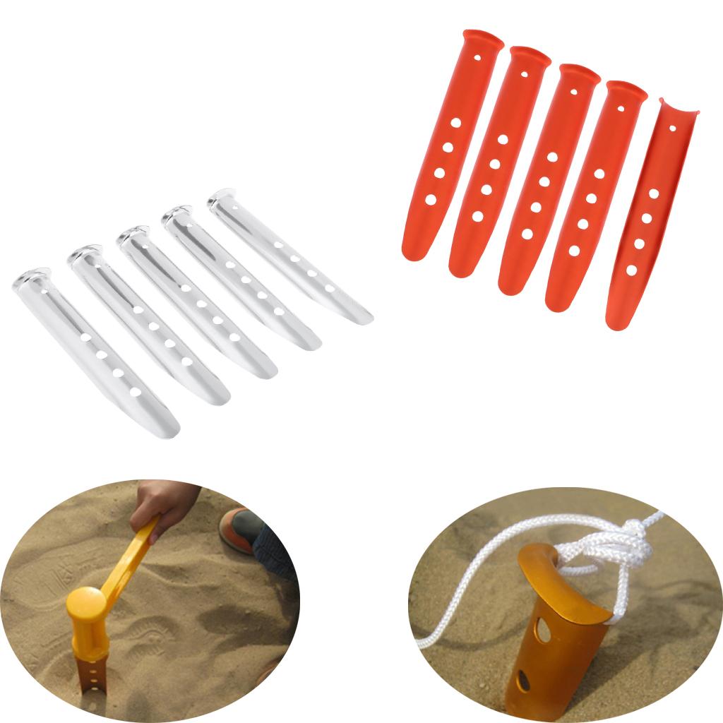 5 Pieces Aluminium Alloy Camping Hiking Tent Pegs Stakes Nails 230mm orange