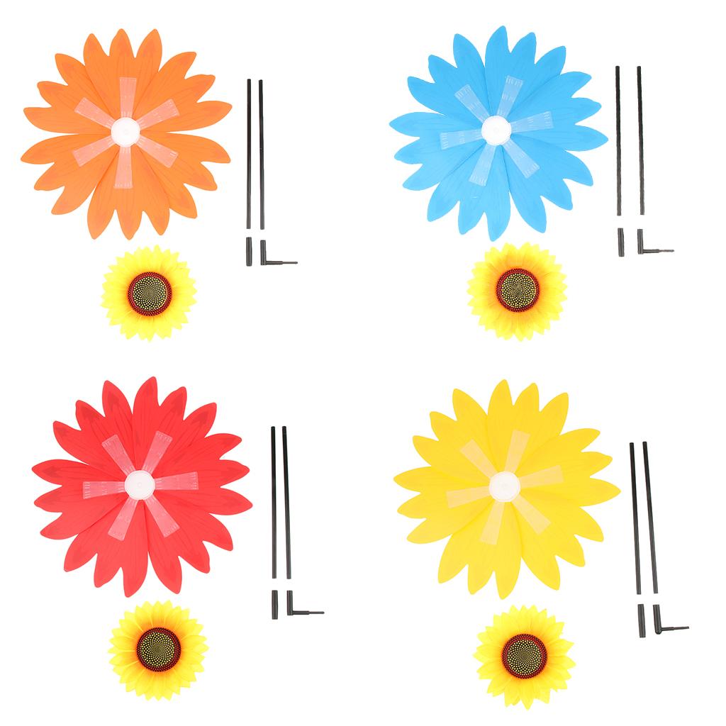 Camping Sun Flower Windmill Spinner Garden Park Decoration Ornament Blue