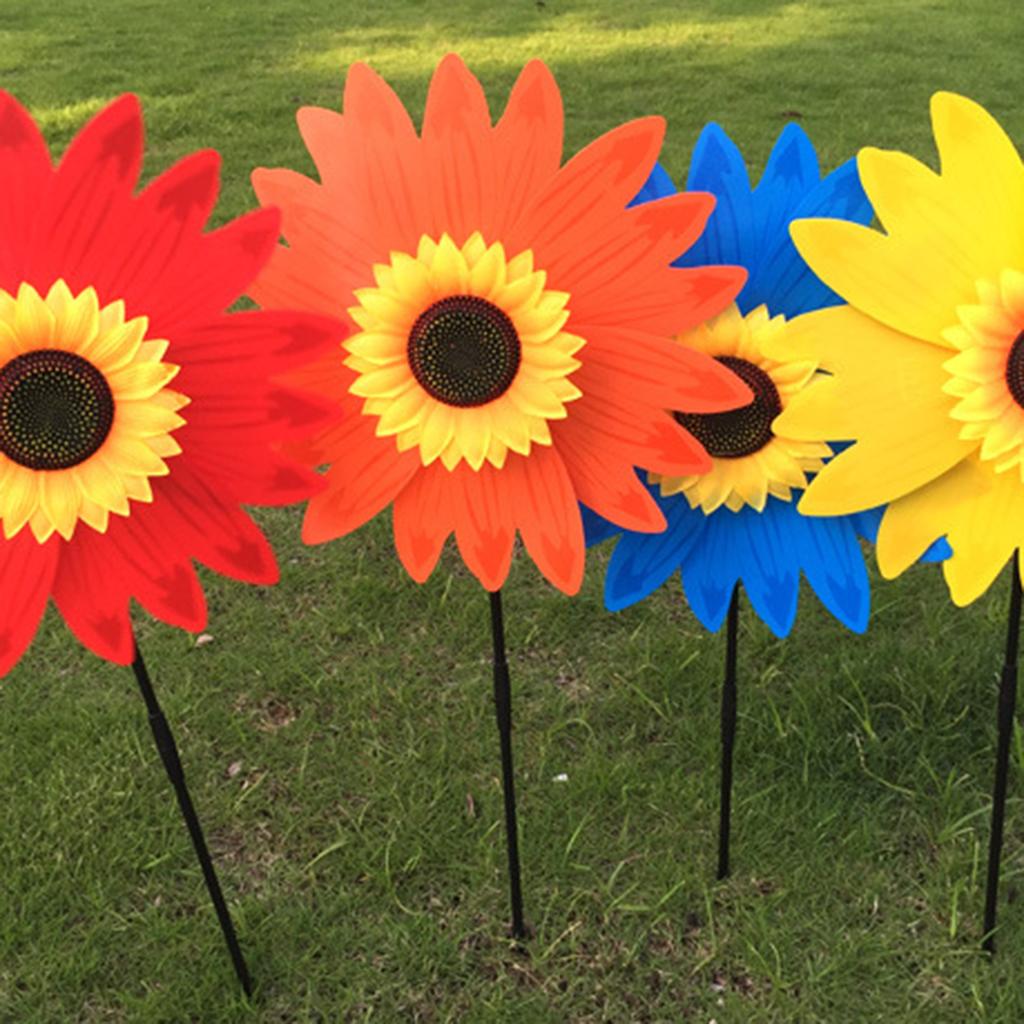 Camping Sun Flower Windmill Spinner Garden Park Decoration Ornament Blue