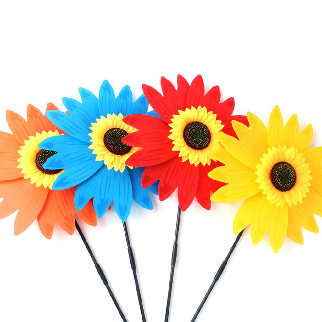 Camping Sun Flower Windmill Spinner Garden Park Decoration Ornament Red