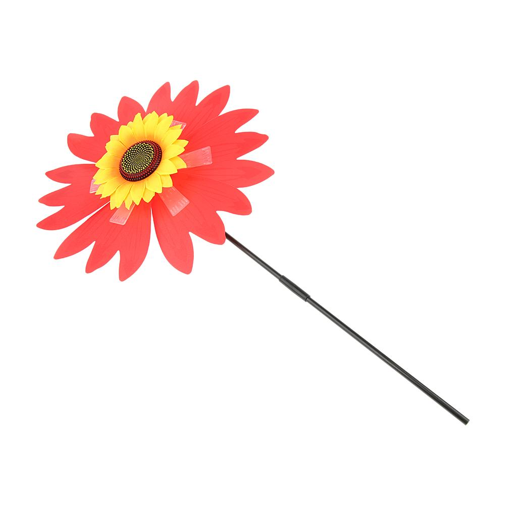 Camping Sun Flower Windmill Spinner Garden Park Decoration Ornament Red