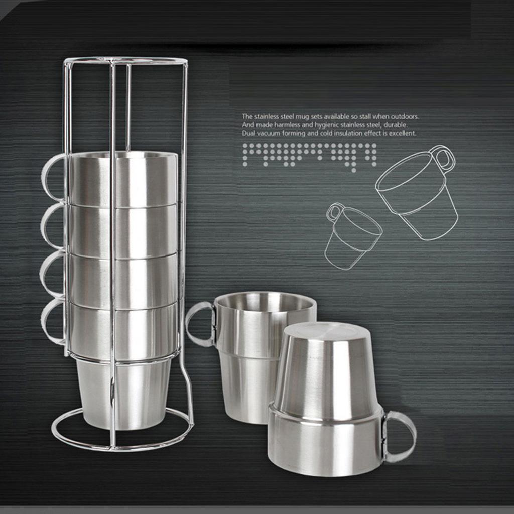 6 Pieces Stainless Steel Double Insulated Vacuum Coffee Mugs Water Tea Cup