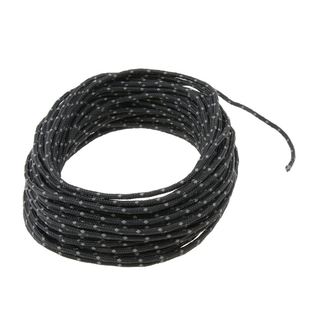2.5mm 50ft Camping Tent Reflective Guyline Rope Awning Tarp Paracord Black