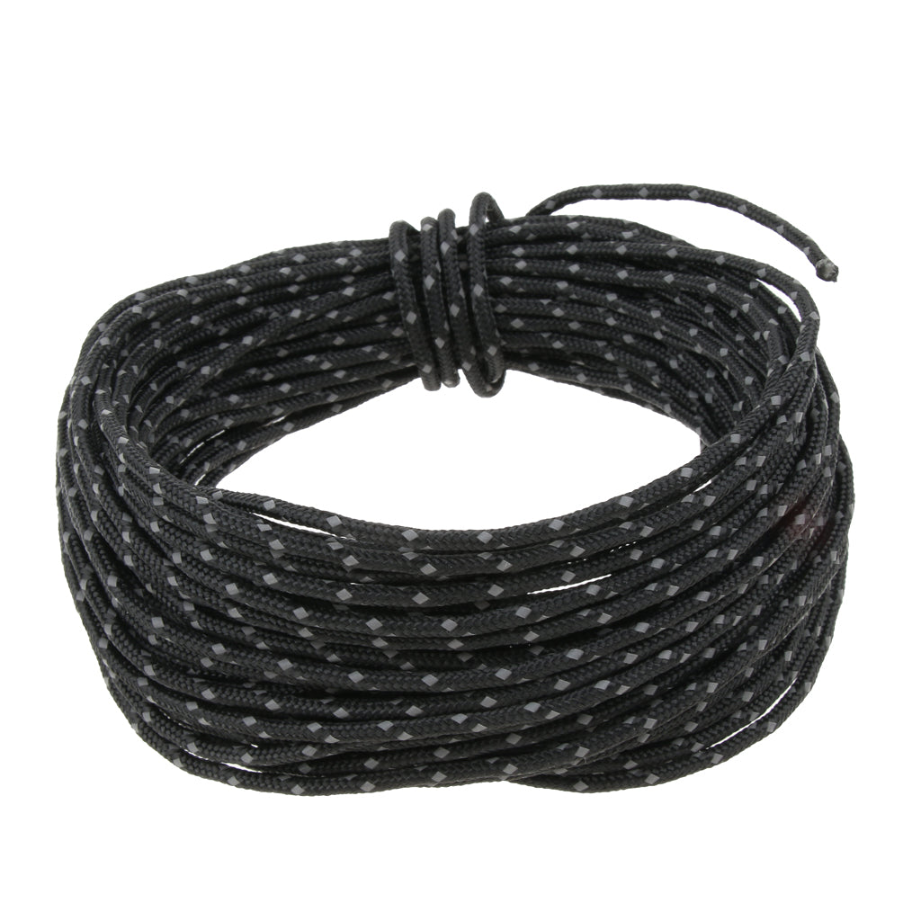 2.5mm 50ft Camping Tent Reflective Guyline Rope Awning Tarp Paracord Black