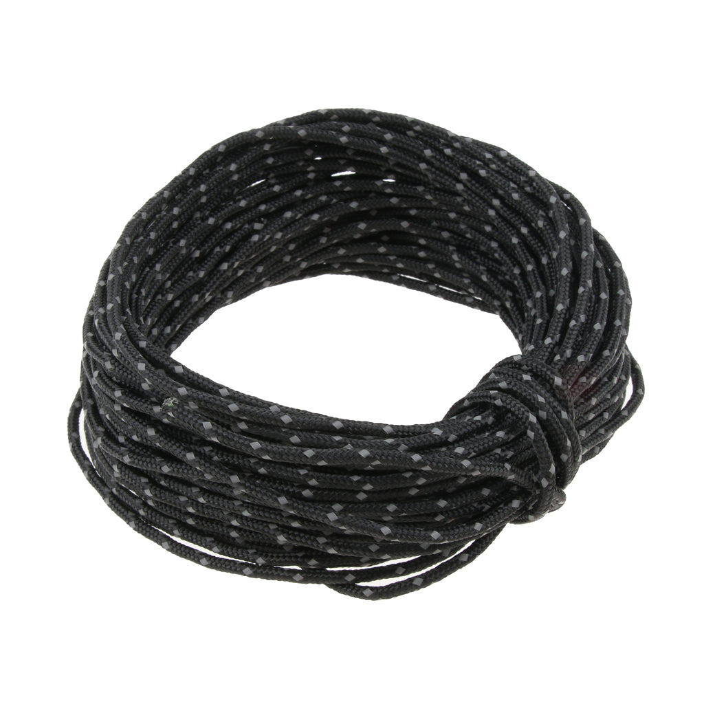 2.5mm 50ft Camping Tent Reflective Guyline Rope Awning Tarp Paracord Black
