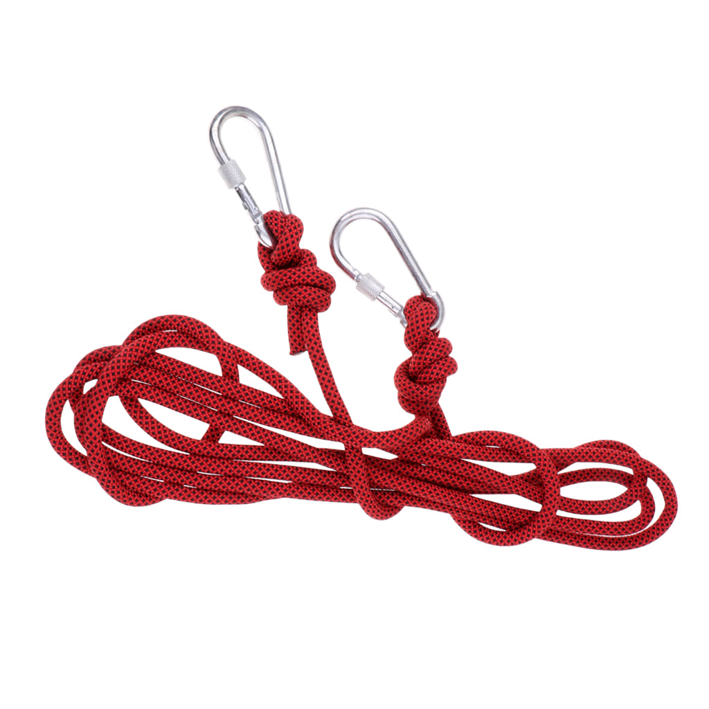 5M 10mm Outdoor Rock Climbing Rope Rescue Rappelling Safety Static Rope Red