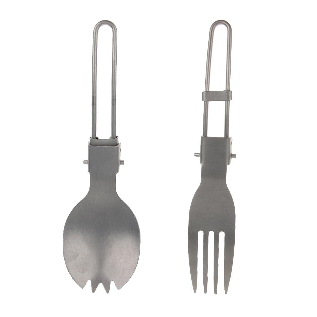 Folding Cutlery Tableware Titanium Fork Spork Outdoor Camping 144x24mm Fork