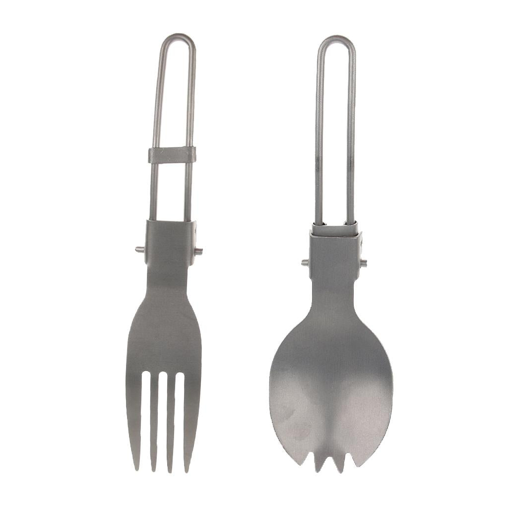 Folding Cutlery Tableware Titanium Fork Spork Outdoor Camping 144x24mm Fork