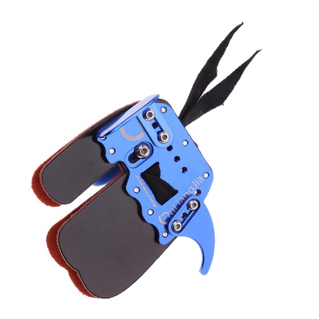 Cow Leather Archery Bow Finger Tab Protector Shooting Finger Guard Kit Blue