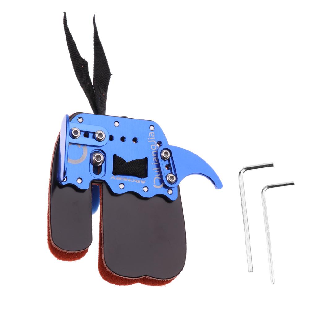 Cow Leather Archery Bow Finger Tab Protector Shooting Finger Guard Kit Blue