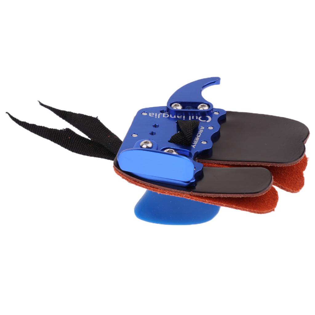 Cow Leather Archery Bow Finger Tab Protector Shooting Finger Guard Kit Blue