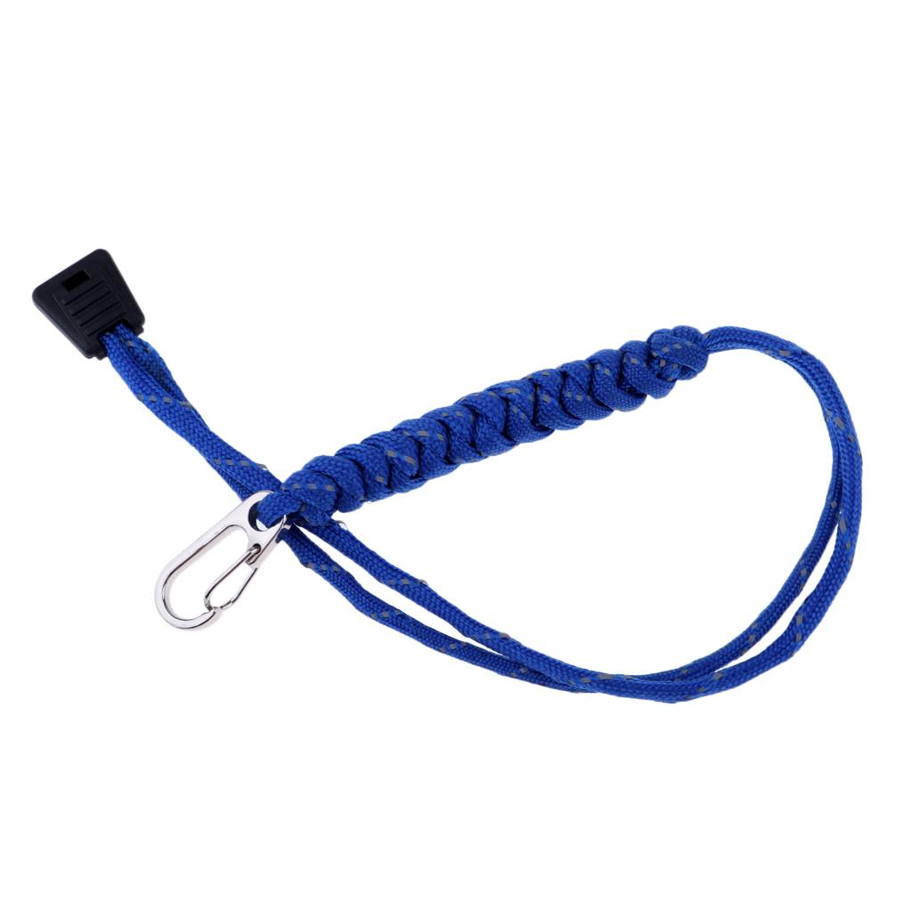 Outdoor Emergency Kit Paracord Key Chain Rope Cord Lanyard Carabiner Blue