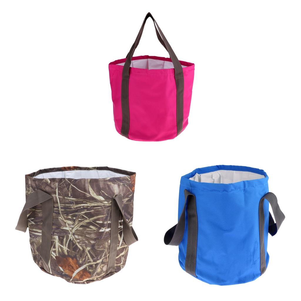 Portable Folding Washbasin Bucket Foldable Camping Water Pot Rose red